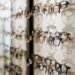 Eyeglasses frames on display in an independent optician practice
