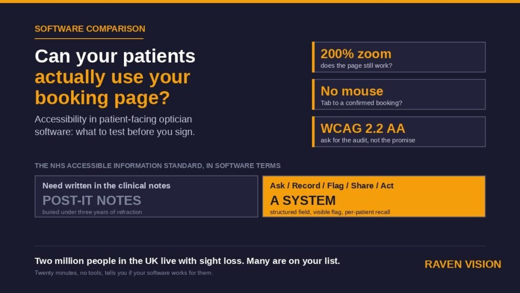 Accessibility in Patient-Facing Optician Software: How to Compare Practice Management Systems in 2026